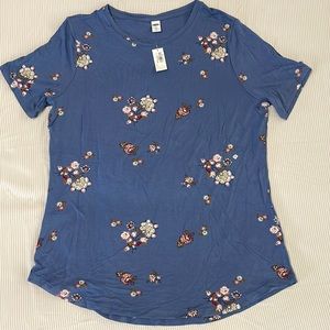 NWT Old Navy Luxe Blue Floral Top